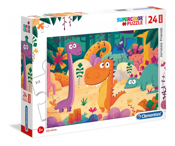 Clementoni 28506 Puzzle Maxi SuperColor Jurassic friends 24 dílků