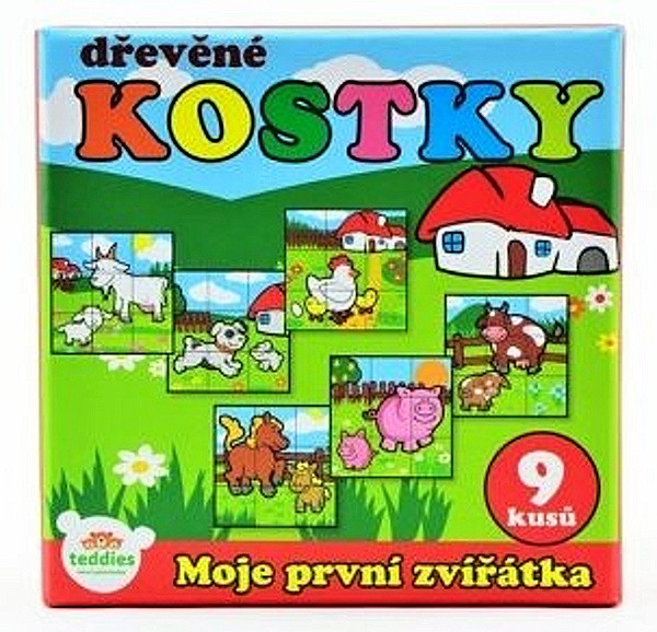 Kostky kubus Moje první zvířátka dřevo 9 x 9 x 3 cm 9 ks