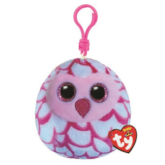 Ty Squishy Beanies PINKY, Clip 8,5 cm - růžová sova